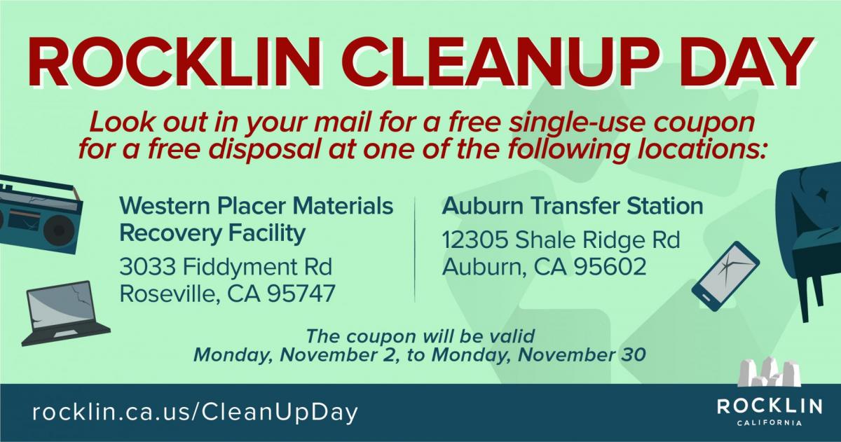 Dump Coupon Offered in Place of Cleanup Day City of Rocklin