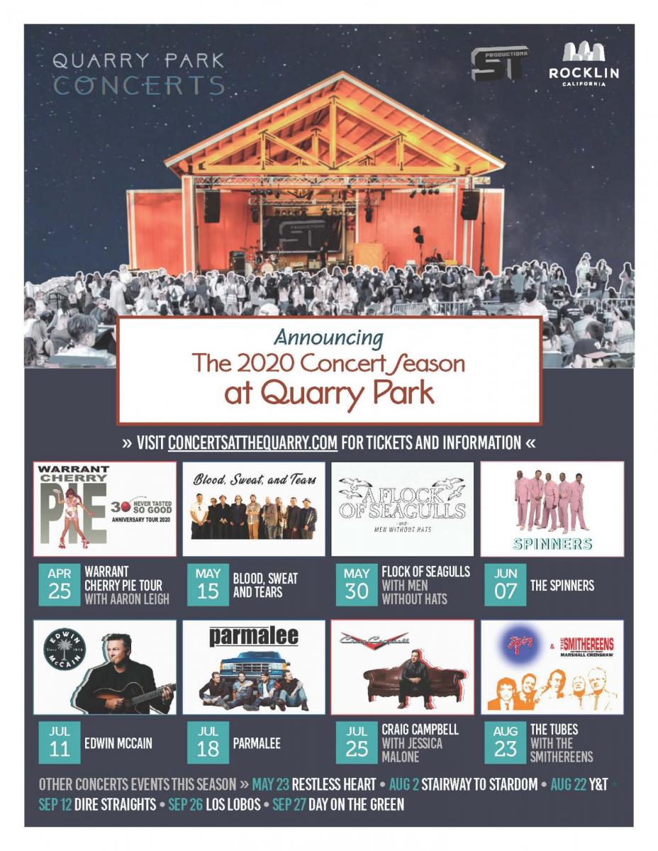 Quarry Park Concerts 2020 City of Rocklin