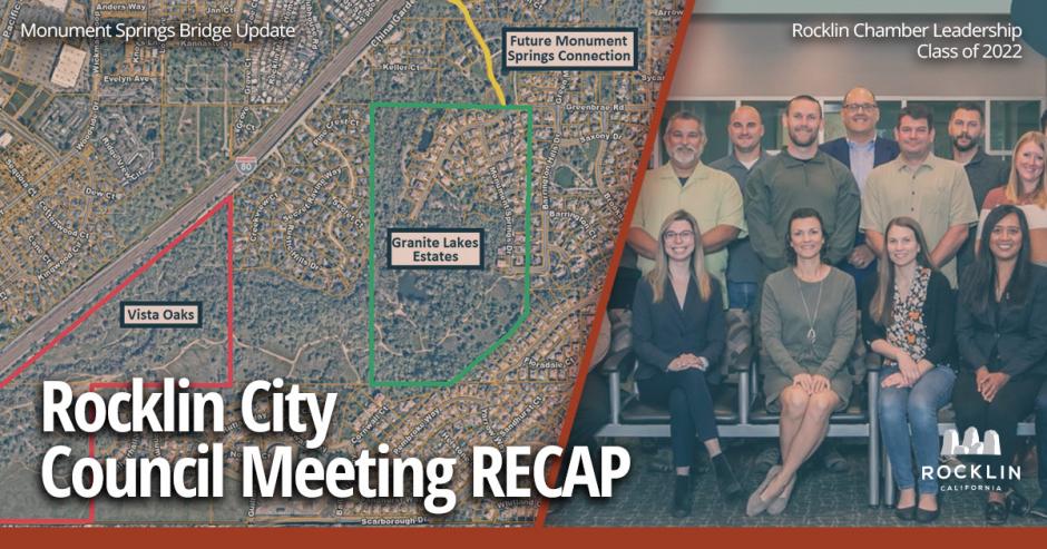 May 13 City Council Meeting Recap Image showing map of potential development and Leadership Rocklin class