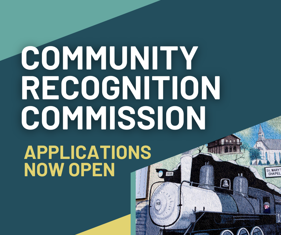 Picture of a train mural in Rocklin, with the headline, "Community Recognition Commission: Applications Now Open"