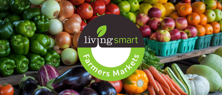 image of produce with a logo saying living smart farmers market