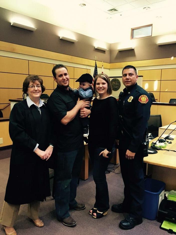 Battalion Chief Watkins with Mason.  Great story of an abandoned baby at the fire station.