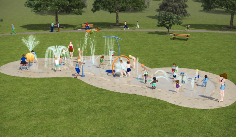 A rendering of the splash pad once it is complete.