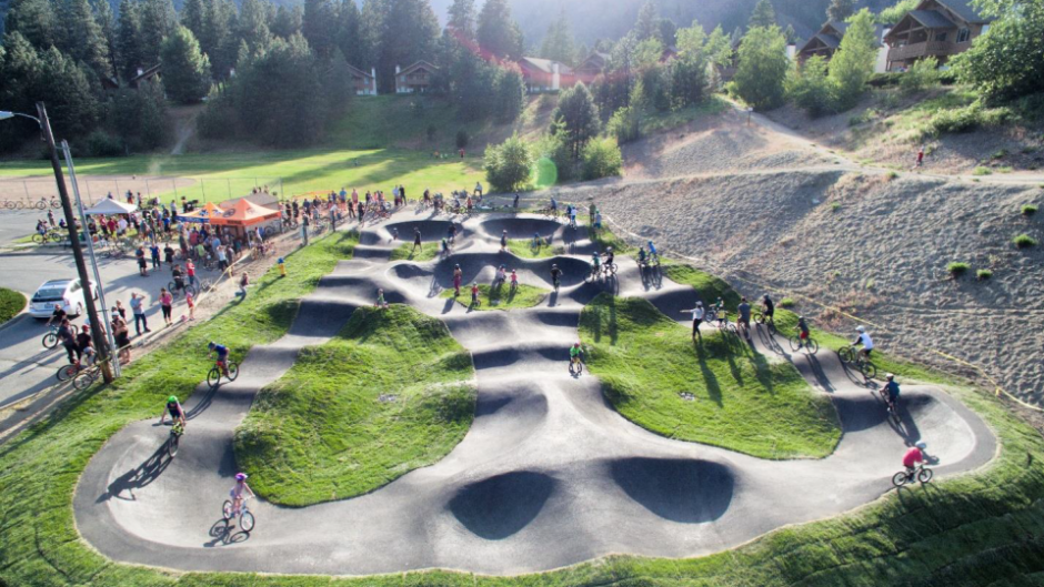 A paved bike pump track in Leavenworth, WA. 