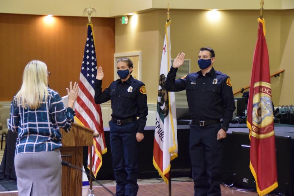 New Rocklin Firefighters being sworn in