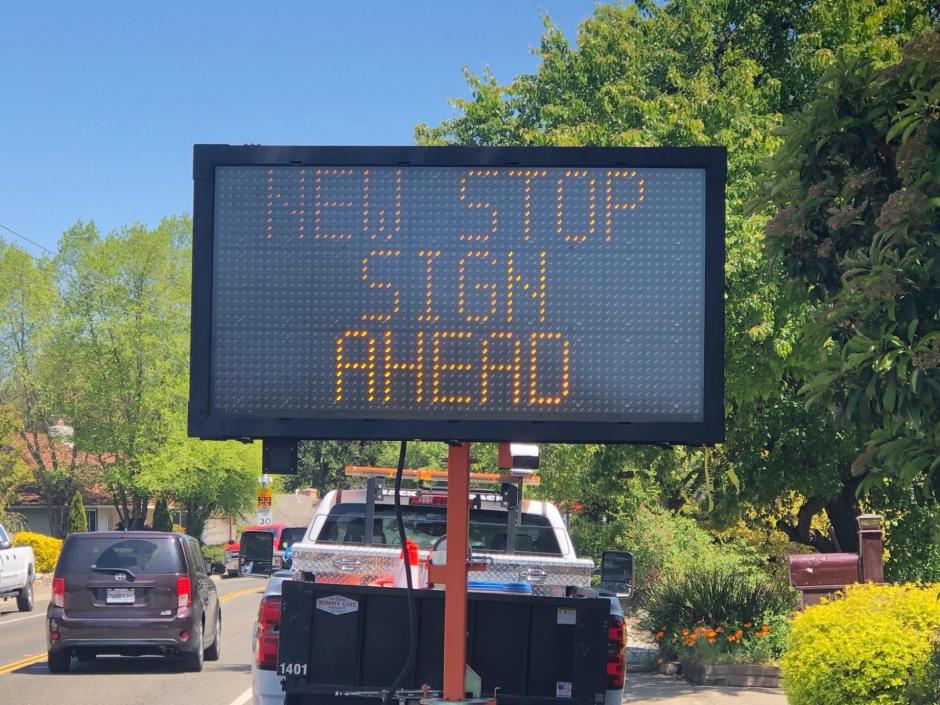 New Stop Sign Ahead Notice