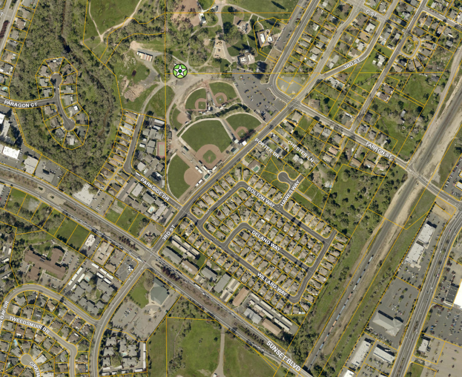 arial photo of recycling location near Springview Park