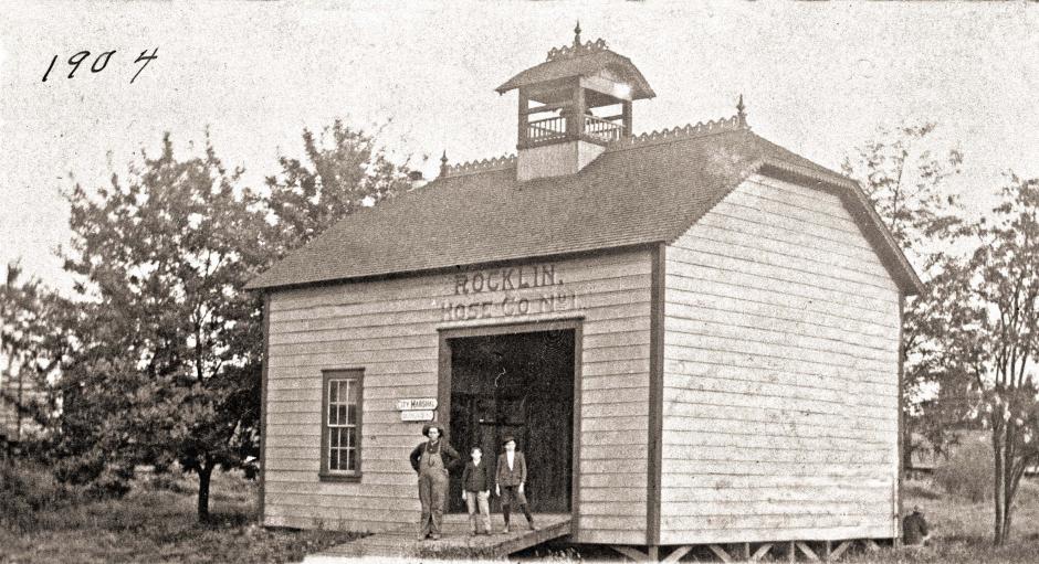 Old sepia photo of Rocklin's Fire Depot