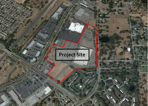 The project site on the corner of Sunset Blvd. and Pacific St.