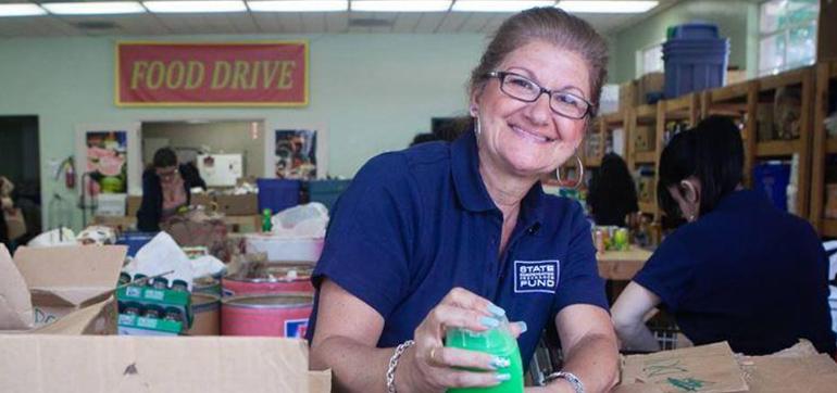 A Salvation Army volunteer packs donation items at a Rocklin location