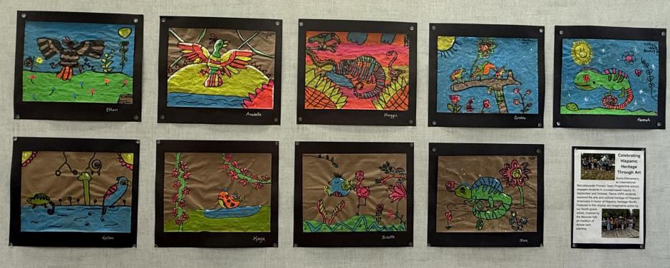 Student art from Sierra Elementary focused on Hispanic Heritage month