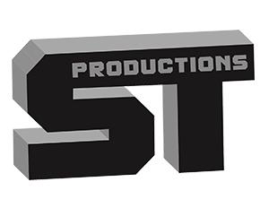 ST Productions logo: Two large letters "S" and "T" with the word "productions" across the top