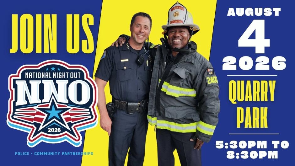 Join us August 4 2026 Quarry Park National Night Out 5:30 - 8:30