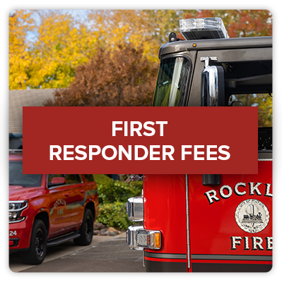 Click this image of a fire truck to view Rocklin's First Responder Fee policies