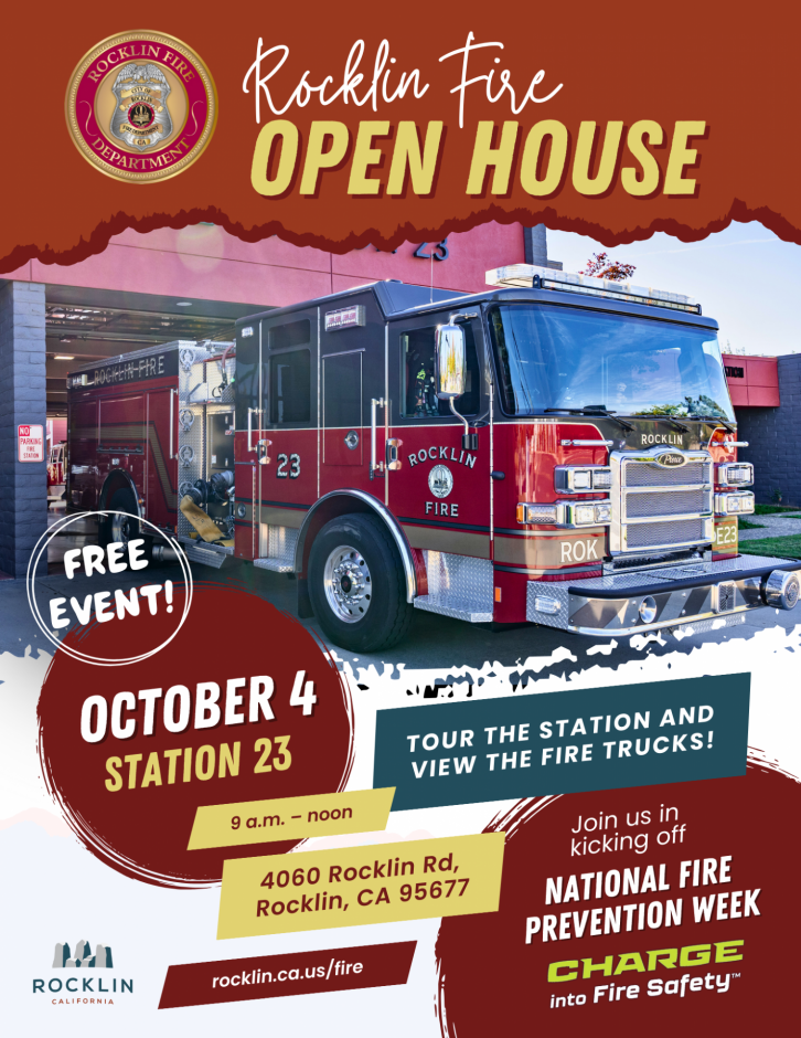 Fire Station 23 (4060 Rocklin Road) Open House October 4, 2025 from 9 am - noon 