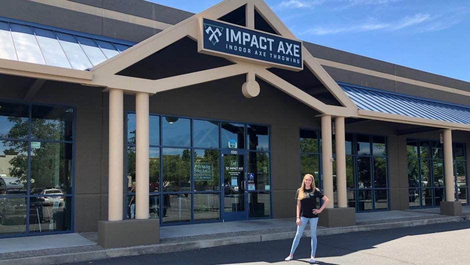 Photo of Impact Axe and Owner Kristi Torrington.
